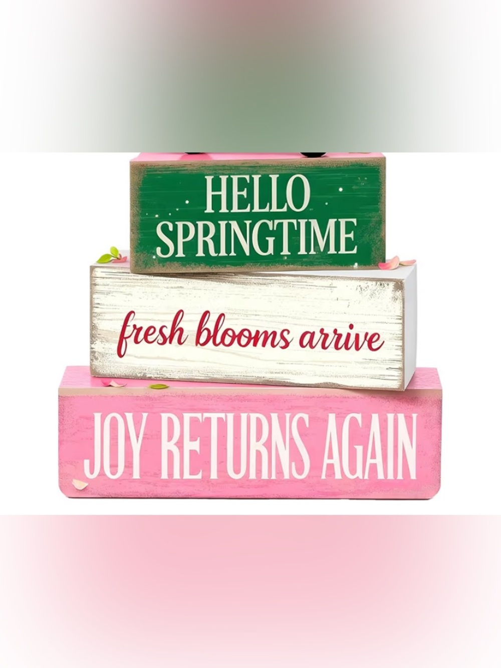 Hello Springtime Stacked Sign - Pink, Green, White